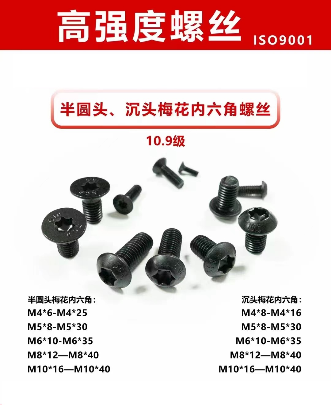 Torx of Socket Uppotetut ruuvit ja Socket Button Head Screw